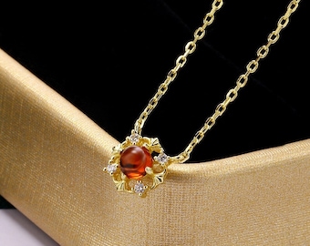 Natural Red Garnet Necklace, Garnet Pendant Necklace Gold, Tiny Garnet Necklace, Gemstone Necklace, January Birthstone, Birthday Gifts