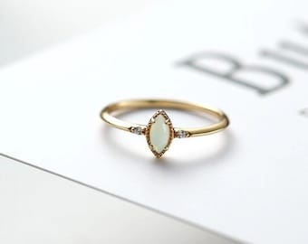 Minimalist Opal Stacking Ring, White Opal Ring Gold, Gold Stack Band, Dainty Opal Ring, Minimal Stackable Ring Sets, Bridesmaid Gifts