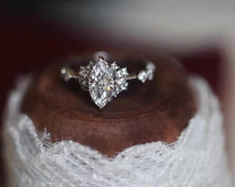 Marquise Diamond Engagement Ring, Wedding Ring, Anniversary Ring, Unique Promise Ring, Diamond Solitaire Engagement Ring, Valentines Gifts