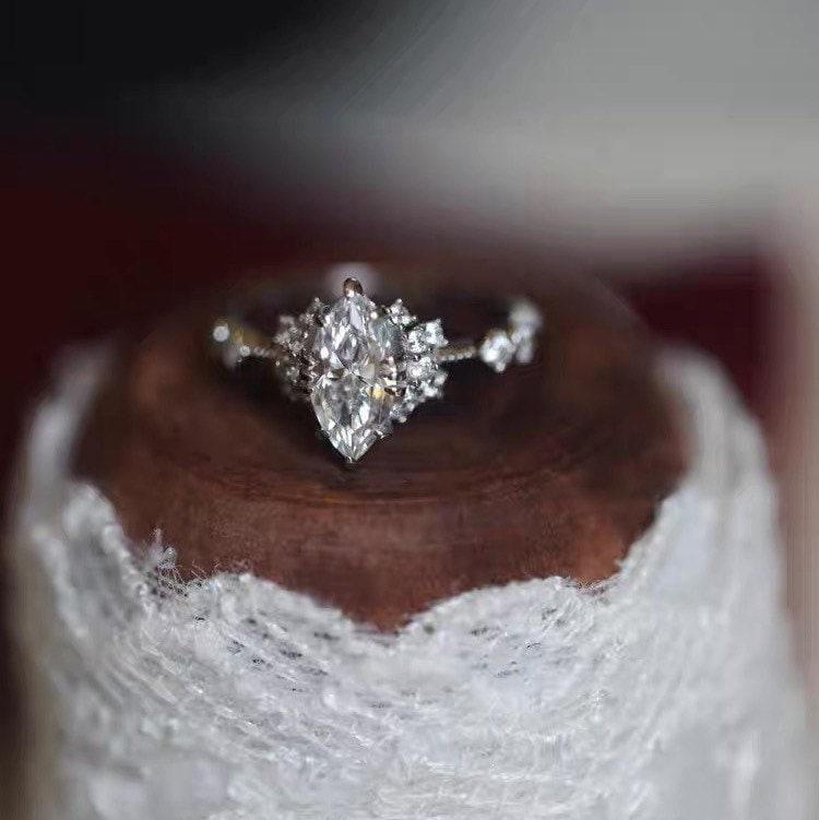 Marquise Diamond Engagement Ring, Wedding Ring, Anniversary Ring, Unique Promise Ring, Diamond Solitaire Engagement Ring, Valentines Gifts