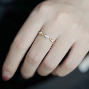 Opal Stacking Ring, Opal Half Eternity Ring, Half Eternity Stackable Ring, Opal Matching Ring, Half Eternity Wedding Ring, Simple Rings