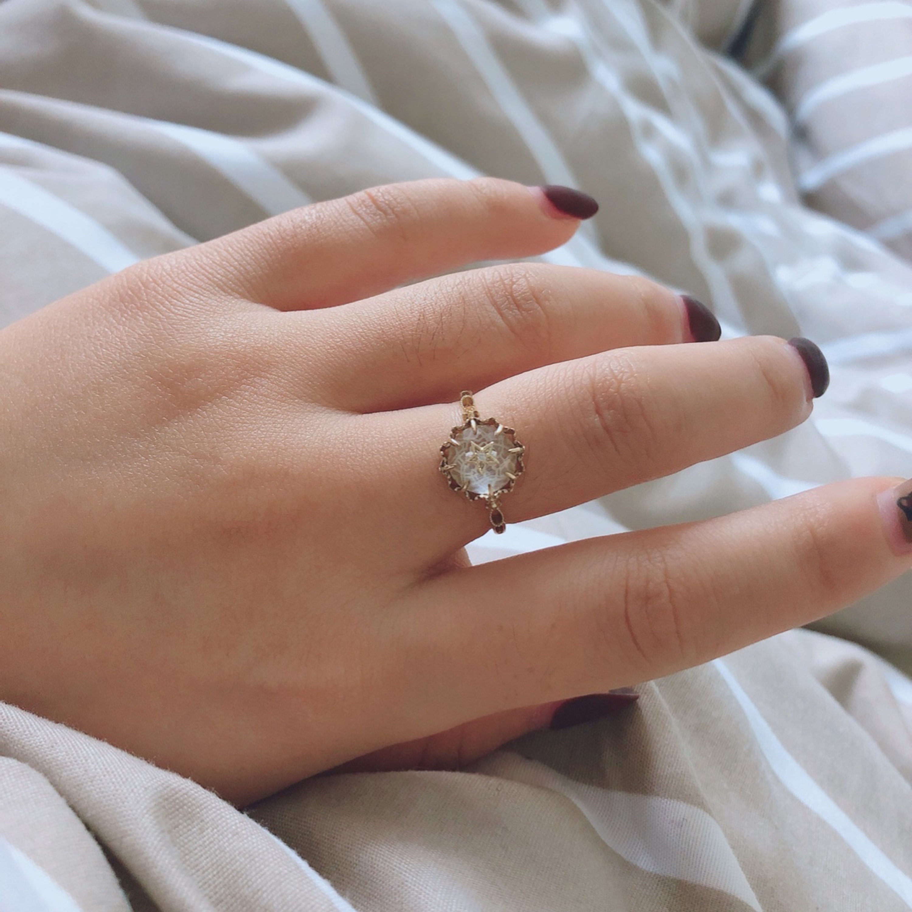 Celestial Star Ring Gold, Diamond Star Ring, Unique Star Crystal 