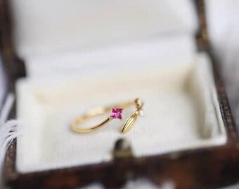 Anillo apilable sencillo, anillo apilable de rubí pequeño, anillo apilable minimalista, anillo apilable ajustable, anillo de rubí delicado, anillo para el día a día, Día de Acción de Gracias