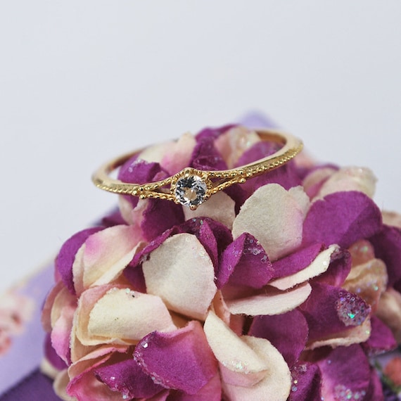 Buy Simple Engagement Ring, Tiny Diamond Promise Ring, Minimalist