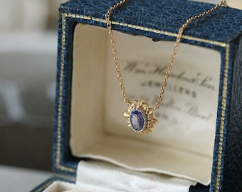 Vintage StyleTanzanite Necklace, Art Deco Tanzanite Pendant, Natural Blue Tanzanite Necklace, Dainty Oval Tanzanite Pendant, Vintage Gift