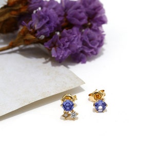 Tanzanite Earrings, Tanzanite Earrings Stud, Tiny Tanzanite Studs, Natural Tanzanite Earrings Gold, December Birthday Present, Gifts Idea