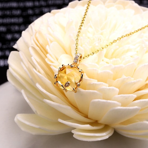 Collier Pendentif En Citrine Naturelle - Pierre Précieuse énergétique, Cadeau Femme, Anniversaire, Saint-Valentin - 11