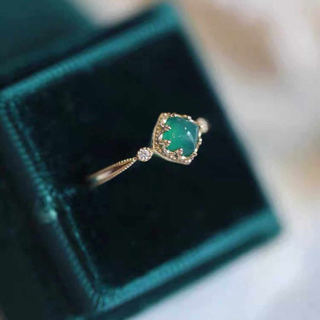Korean Jade Ring Light Green Jade Silver Ring Korean Hanbok