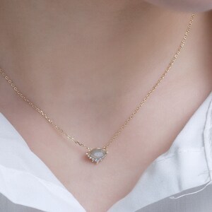 Dainty Necklace Gold, Labradorite Necklace Gold, Geometric Labradorite Pendant Necklace, Gemstone Necklace, Evil Eye Necklace, Gifts for Her