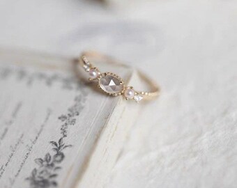 Dainty White Topaz Promise Ring, Natural White Topaz Gemstone Ring, Diamond Alternative Engagement Ring, Anniversary Gift, Wedding Ring