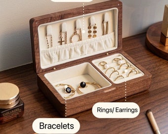 Wooden Jewelry Box, Jewelry Storage Box, Wood Jewelry Storage Case, Vintage Storage Box, Jewelry Box for Women, Gifts for Girlfriend Her