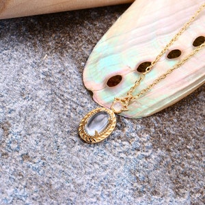 Vintage Sky Blue Topaz Necklace, Genuine Topaz Necklace, Oval Topaz Pendant Necklace, Natural Topaz Necklace Gold, December Birthstone