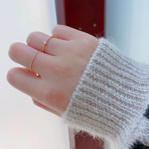 Tiny Diamond Ring, Diamond Solitaire Ring, Diamond Promise Ring, Simple Diamond Stacking Ring, Dainty Diamond Ring, Thin Band Diamond Ring