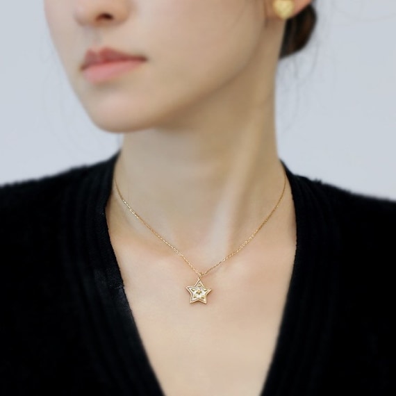 bleufume 美品 White Shell Star Necklace Star Charm Necklace, White Shell Star Necklace, Mother of Pearl