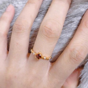 Natural Garnet Ring Silver, Red Garnet Engagement Ring, Vintage Promise Ring Gold, Red Gemstone Ring, Anniversary Ring, Mother’s Day Gifts