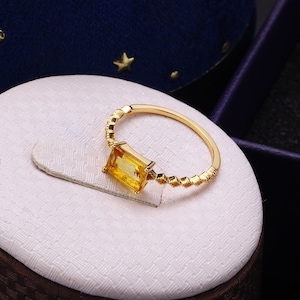 Baguette Gemstone Ring, Natural Gemstone Ring, Birthstone Ring, Gemstone Promise Ring, Baguette Amethyst Ring, Natural Citrine Ring