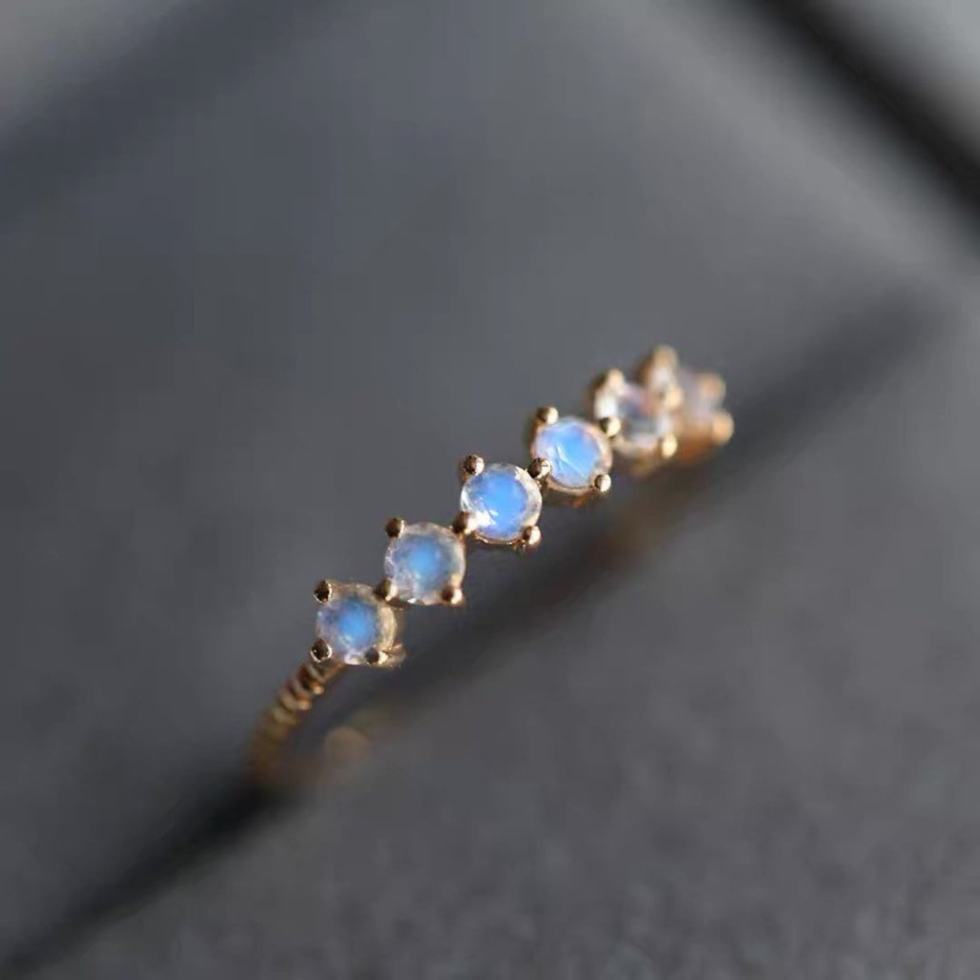 Half Eternity Wedding Band, Moonstone Half Eternity Ring, Natural ...