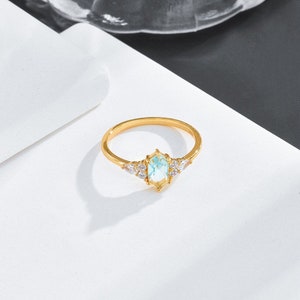 Topaz Engagement Ring, Genuine Topaz Ring, Hexagon Topaz Ring, Sky Blue Topaz Ring, Topaz Promise Ring, Gemstone Promise Ring, Gifts