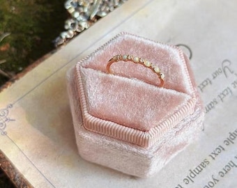 Dainty Opal Stacking Ring, Opal Half Eternity Ring, Opal Stackable Ring Gold, White Opal Ring, Eternity Matching Band Gold, Christmas Gifts