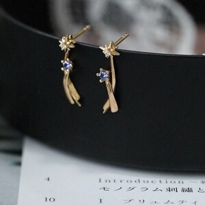 Shooting Star Earrings, Gold Star Stud Earrings, Dainty Starburst Studs, Shining Blue Star Studs, Bridesmaid Earrings, Bridesmaid Gifts Idea