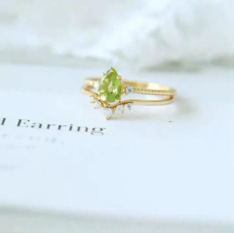 Natural Peridot Promise Ring Green Peridot Engagement Ring Etsy