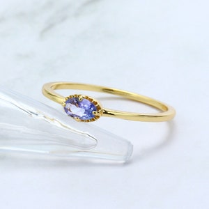 Minialist Stack Ring, Tanzanite Stackable Ring, Tiny Tanzanite Stacking Ring, Natural Purple Tanzanite Ring, Simple Everyday Ring, Gifts