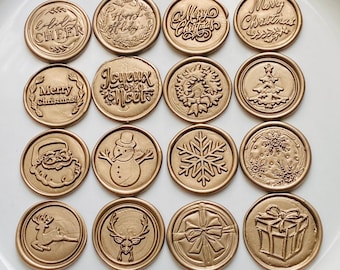Custom &quot;CHRISTMAS/HOLIDAY&quot;  wax seals, Choose your design from 32 holiday wax seals, Self Adhesive wax seals, Various Holiday Wax seals