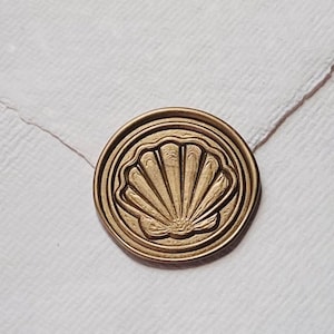 Custom &quot;SHELL&quot; wax seal,  Seashell wax seal,  Beach wax seal, Oceanic wax seal, wedding wax seal, envelope wax seal, self adhesive wax seal
