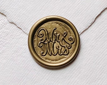 Custom "MR & MRS-#3” wax seal, Wedding wax seal, Envelope wax seal, Self-Adhesive wax seal