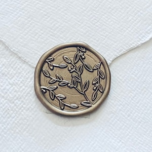 Custom &quot;VINE LEAVES #2&quot; Wax Seal, Wedding Wax Seal, Garden Party, Invitation Wax Seal, Botanical Wax Seal, Self Adhesive Wax Seal