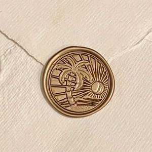 Custom &quot;BEACH 2&quot; wax seal, Palm tree wax seal, destination wedding wax seal, Summer vibes wax seal, rays and waves wax seal, beach wax seal