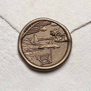 Custom &quot;BEACH&quot; Wax Seal, Destination Wedding Wax Seal, Tropical Beach Wax Seal, Summer Wax Seal,  Destination Wedding, Invitation Wax Seal