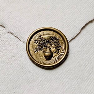 Custom &quot;FLOWERS IN VASE&quot; wax seal, Wedding wax seal, Envelope wax seal, Self-Adhesive wax seals