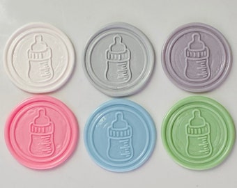 Custom "BABY BOTTLE" wax seal, Baby Shower, Gender Reveal,  Thank you note seals, Envelope wax seal, Self Adhesive wax seal