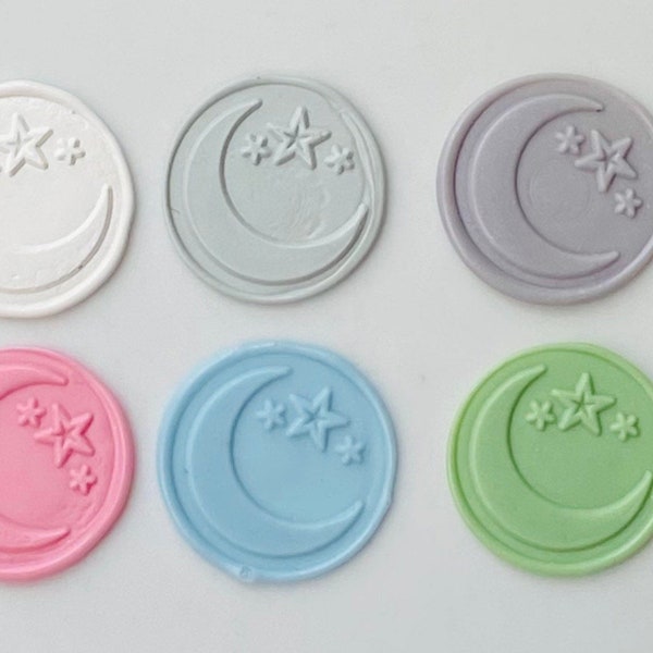 Custom "MOON & STARS",  Baby Shower  Wax Seals, Moon and  Stars Wax Seals, Invitation Wax Seals, Self Adhesive Wax Seals