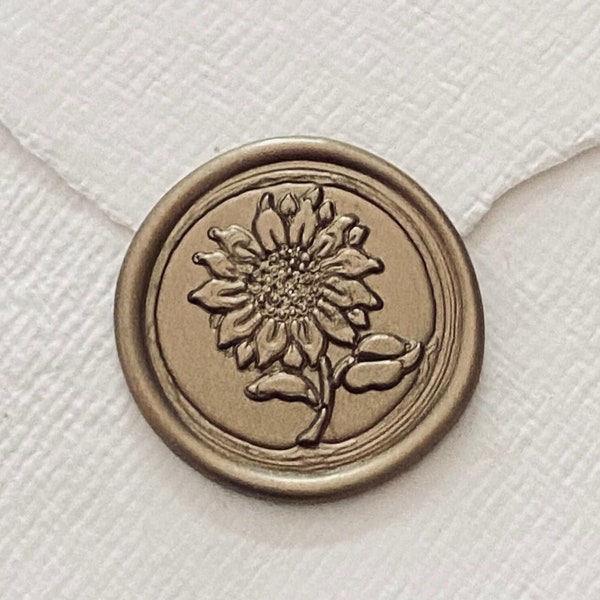 Custom "SUNFLOWER 3" Wax Seal, Wedding Wax Seal, Summer/Fall Wedding, Invitation Wax seal, Fall Flower Wax Seal, Envelope Wax Seal,