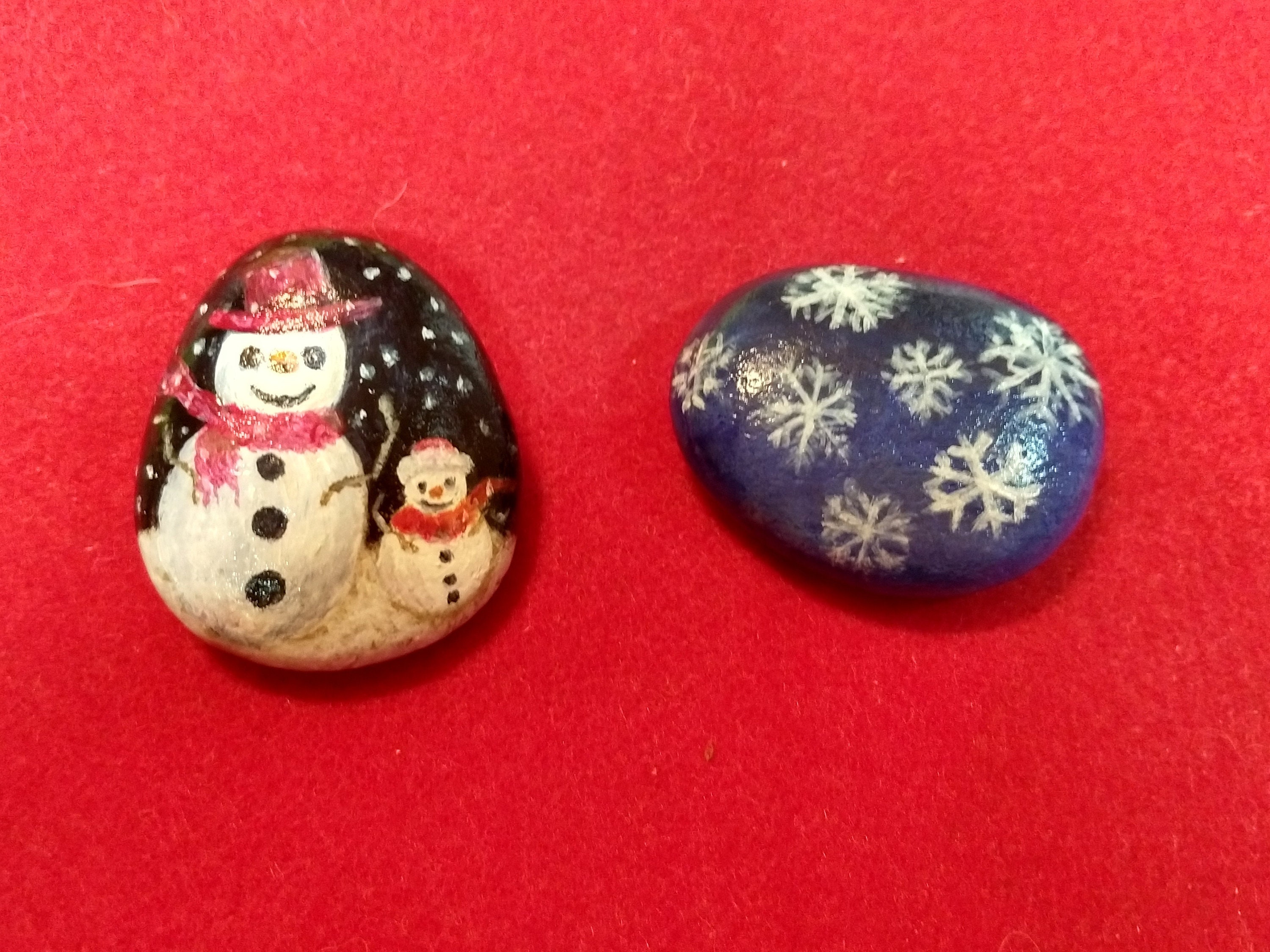 Custom Set of Hand Painted Christmas Rocks, Holiday Decor, Home