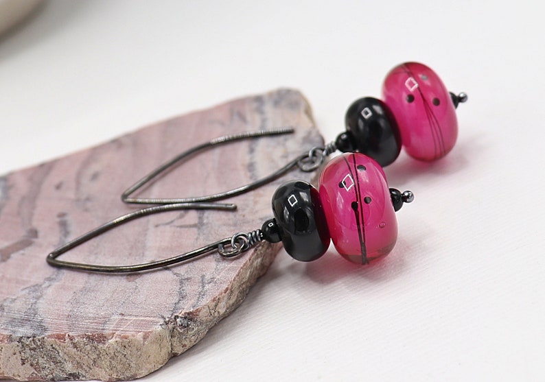 Artisan Lampwork Glass and Sterling Silver Earrings