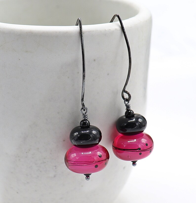 Artisan Lampwork Glass and Sterling Silver Earrings