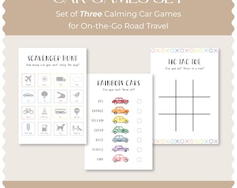 Printable Car Travel Games: Scavenger Hunt, Rainbow Game, Tic Tac Toe (A4 PDF Download
