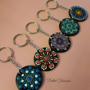 Mandala painted key chains