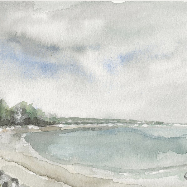 Seascape print from watercolor painting