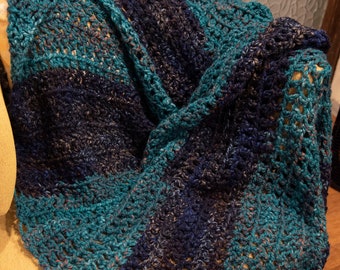 Cobertor aconchegante verde e azul