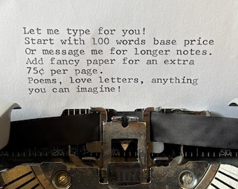 Typewriter typed letters, invitations, notes, and more! Games, holidays, personal.
