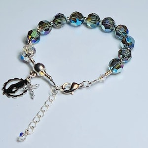 Rosary Bracelet Handmade - Swarovski Black Diamond