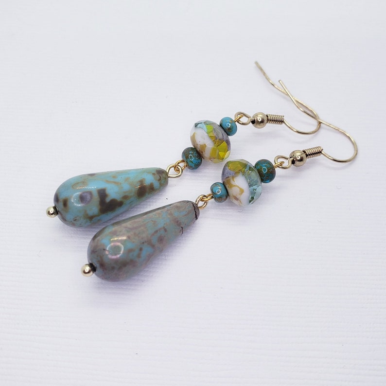 Lush Green Teardrop Glass Earrings