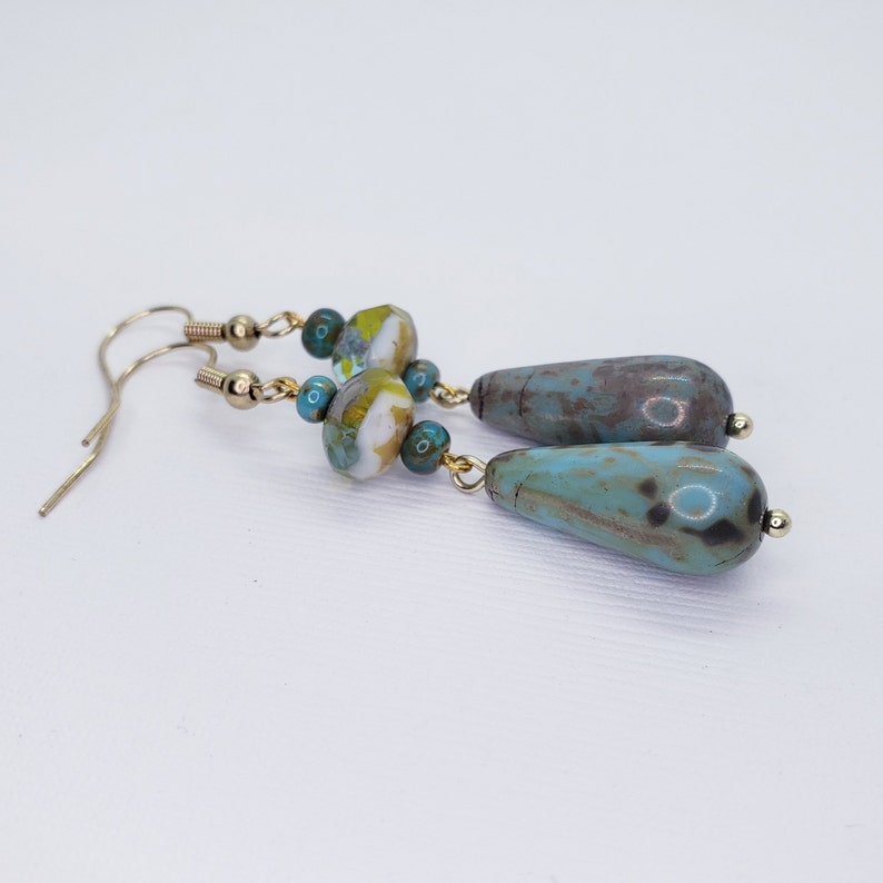 Lush Green Teardrop Glass Earrings