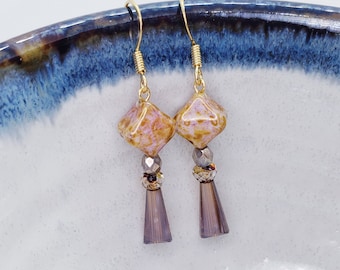 Shooting Star Glass Earrings - Czech Glass Jewelry, sterling silver, stainless steel, mother&#39;s day, handmade, wedding, holiday gift
