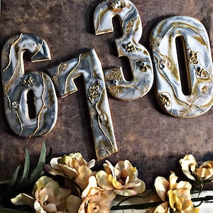 Door numbers - unique decor - geode art numbers - porch decoration - unique address numbers