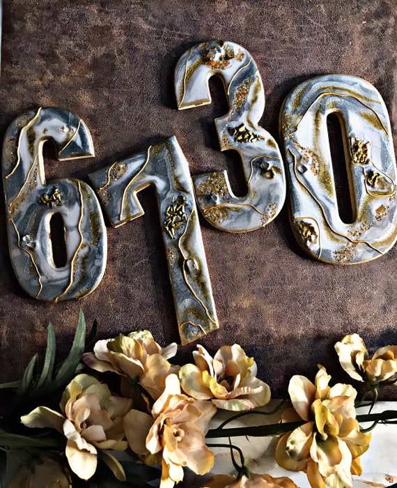 Geode Art Door Numbers: Unique Porch Decor, Address Numbers